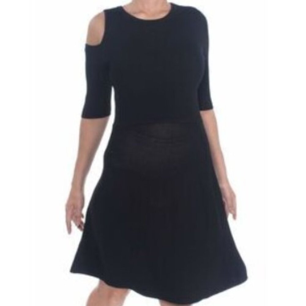 Black Knit Fit and Flare Dress